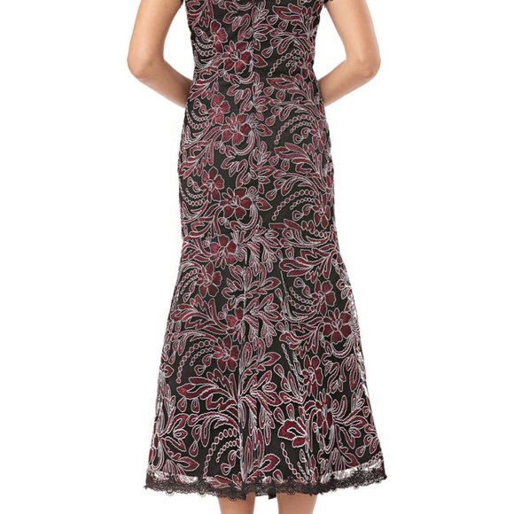 NEW JS COLLECTIONS Embroidered Mesh Tea Dress 12 - Picture 3 of 6